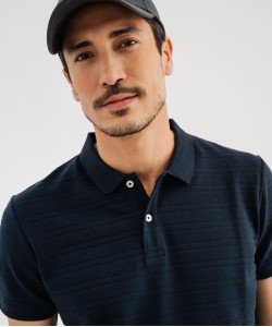 Polo manches courtes à rayures texturées homme